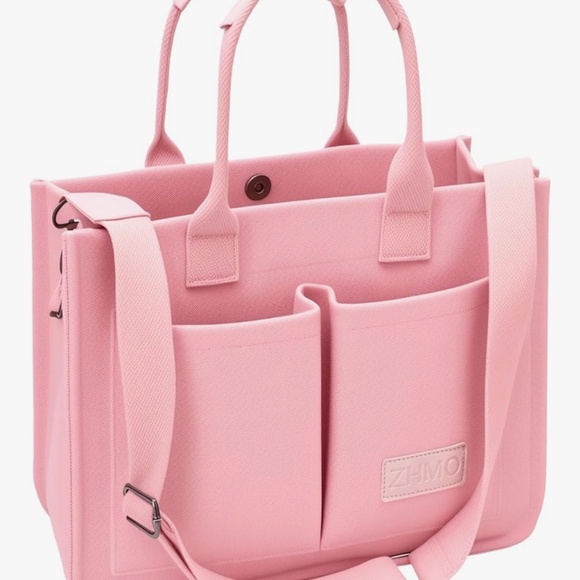 Tote Bag for Women with Compartments, Large Canvas Tote Pink ZHMO laptop bag - Picture 16 of 16